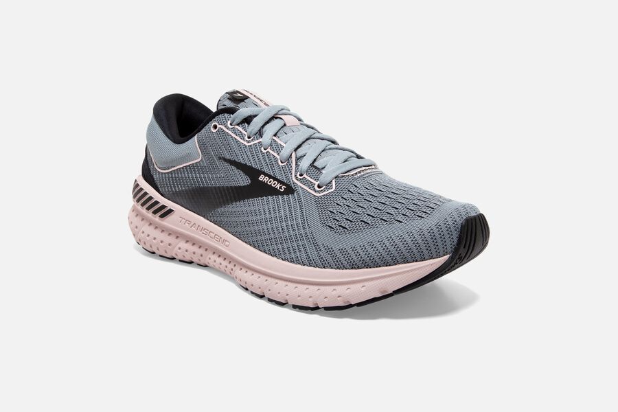 Brooks Israel Transcend 7 Road Running Shoes Womens - Grey/Black/Pink - DRH-291876